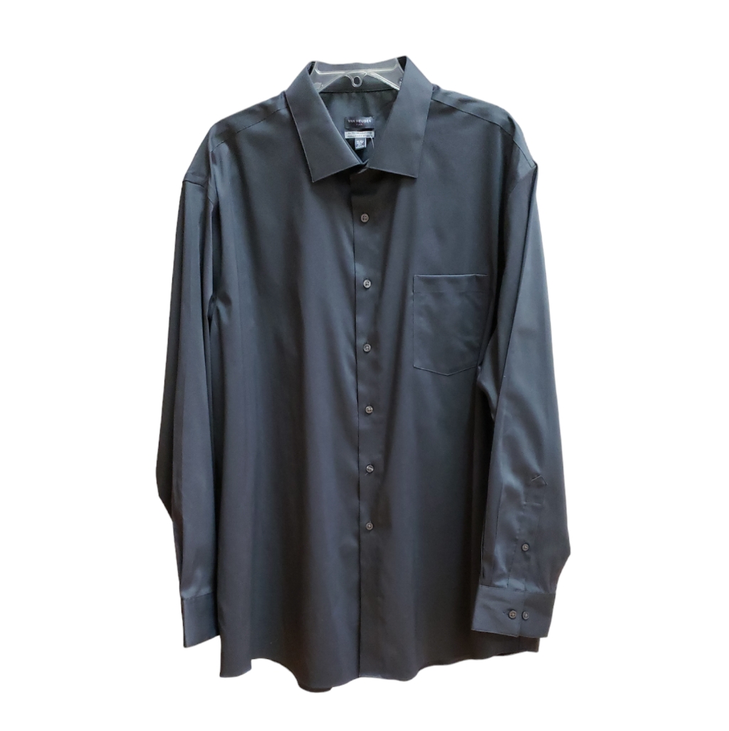Vam Heusen Flex Shirt Mens Size 2xl Gray Button Up Stretch Wrinkle Free